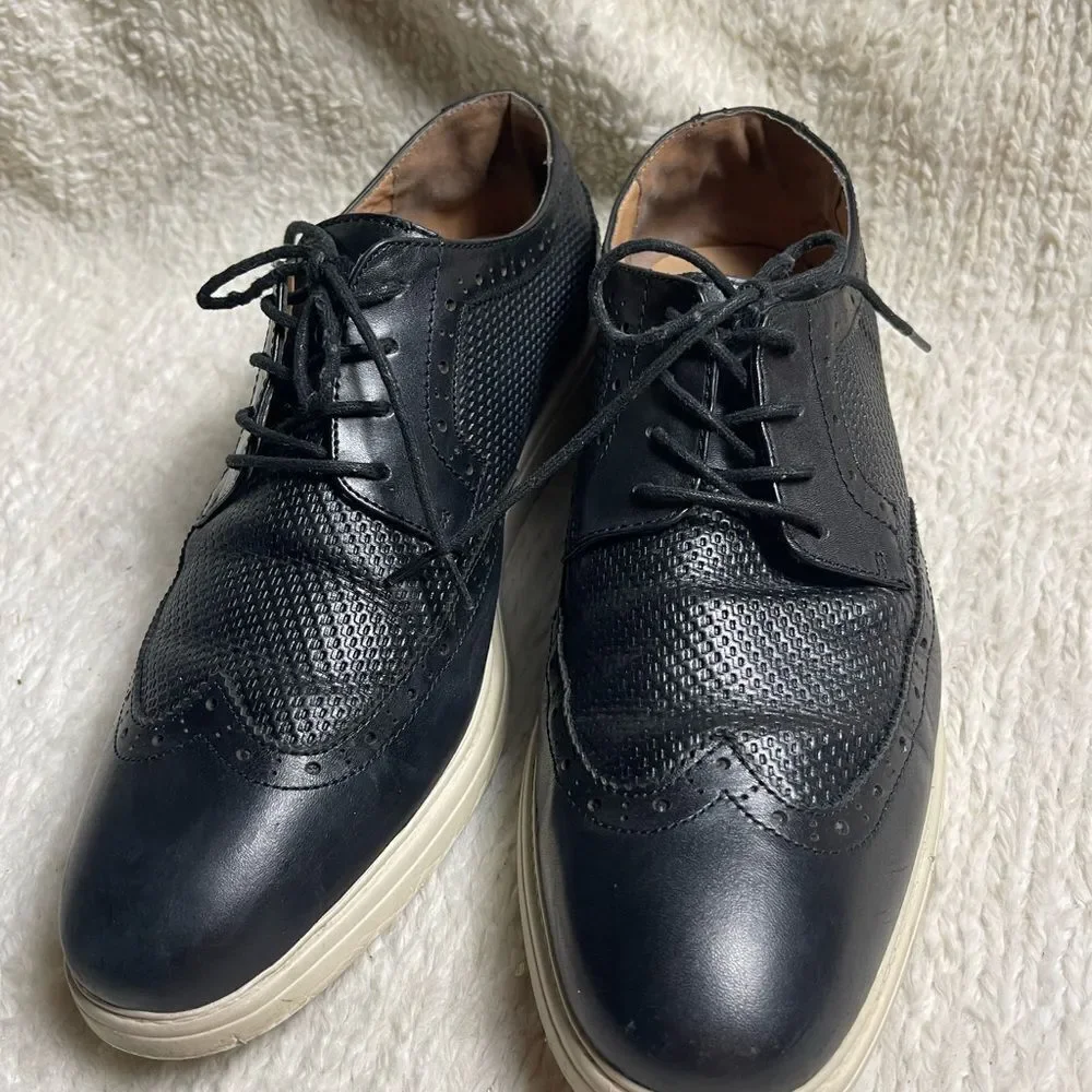 La Milano Palmer Men’s lace up leather wingtip black Oxford shoesSZ12
